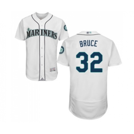 Men's Seattle Mariners 32 Jay Bruce White Home Flex Base Authentic Collection Baseball Jersey