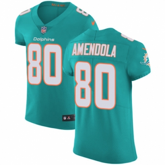Men's Nike Miami Dolphins 80 Danny Amendola Aqua Green Team Color Vapor Untouchable Elite Player NFL Jersey