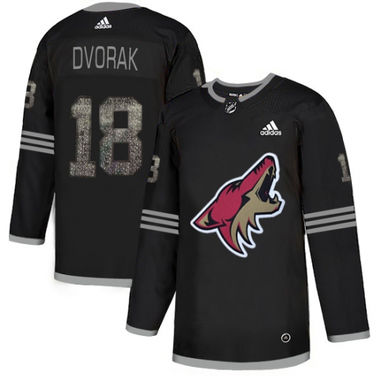 Men's Adidas Arizona Coyotes 18 Christian Dvorak Black Authentic Classic Stitched NHL Jersey