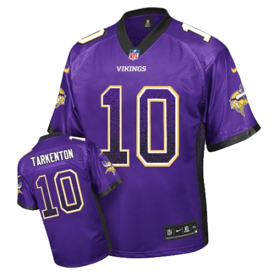 Men's Nike Minnesota Vikings 10 Fran Tarkenton Elite Purple Drift Fashion NFL Jersey