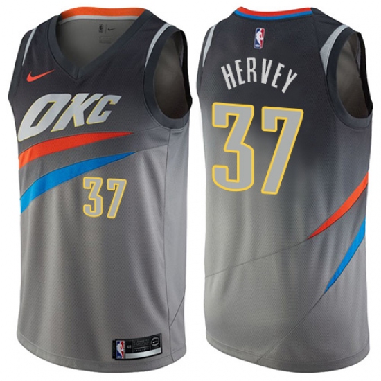 Women's Nike Oklahoma City Thunder 37 Kevin Hervey Swingman Gray NBA Jersey - City Edition