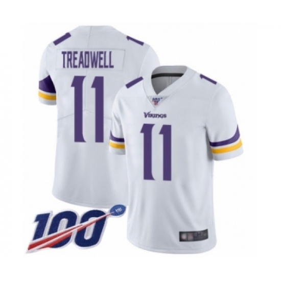Men's Minnesota Vikings 11 Laquon Treadwell White Vapor Untouchable Limited Player 100th Season Football Jersey