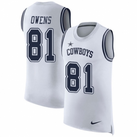 Men's Nike Dallas Cowboys 81 Terrell Owens White Rush Player Name & Number Tank Top NFL Jersey