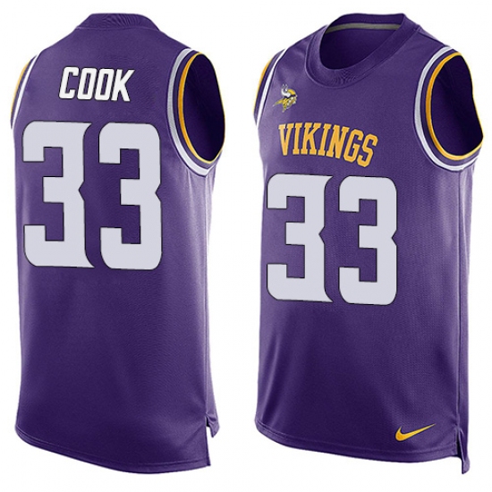 Men's Nike Minnesota Vikings 33 Dalvin Cook Limited Purple Player Name & Number Tank Top NFL Jersey