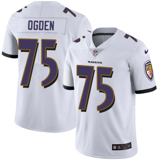 Men's Nike Baltimore Ravens 75 Jonathan Ogden White Vapor Untouchable Limited Player NFL Jersey