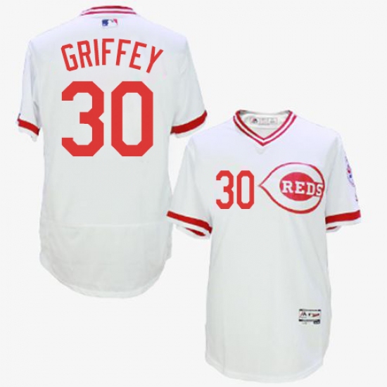 Men's Majestic Cincinnati Reds 30 Ken Griffey White Flexbase Authentic Collection Cooperstown MLB Jersey