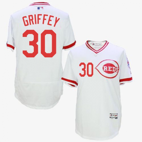 Men's Majestic Cincinnati Reds 30 Ken Griffey White Flexbase Authentic Collection Cooperstown MLB Jersey