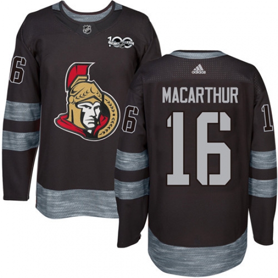 Men's Adidas Ottawa Senators 16 Clarke MacArthur Authentic Black 1917-2017 100th Anniversary NHL Jersey