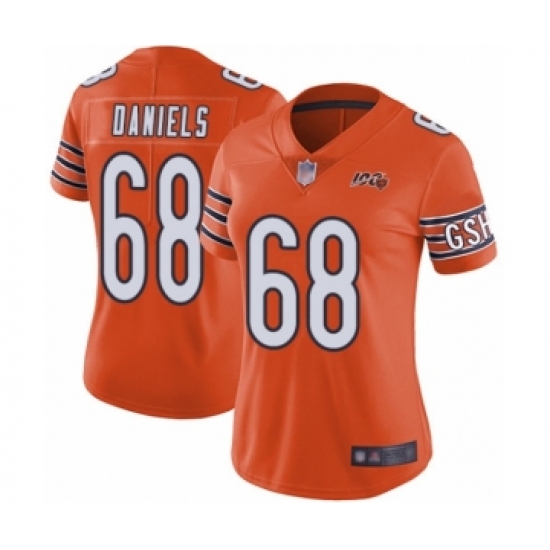 Women's Chicago Bears 68 James Daniels Orange Alternate 100th Season Limited Football Jersey