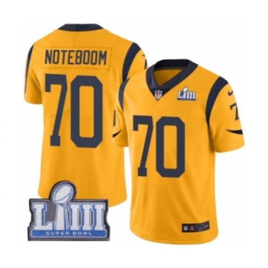 Youth Nike Los Angeles Rams 70 Joseph Noteboom Limited Gold Rush Vapor Untouchable Super Bowl LIII Bound NFL Jersey