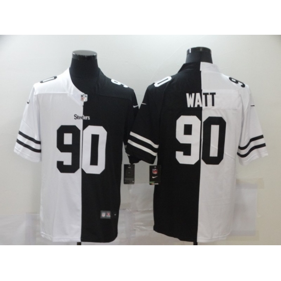Men's Pittsburgh Steelers 90 T. J. Watt Black White Limited Split Fashion Football Jersey