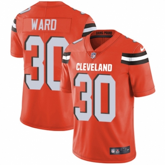 Men's Nike Cleveland Browns 30 Denzel Ward Orange Alternate Vapor Untouchable Limited Player NFL Jersey