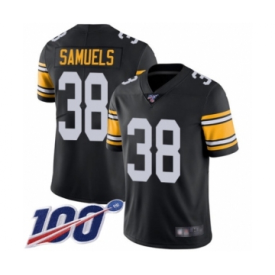 Men's Pittsburgh Steelers 38 Jaylen Samuels Black Alternate Vapor Untouchable Limited Player 100th Season Football Jersey