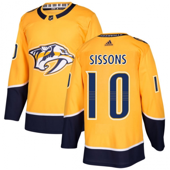Men's Adidas Nashville Predators 10 Colton Sissons Authentic Gold Home NHL Jersey