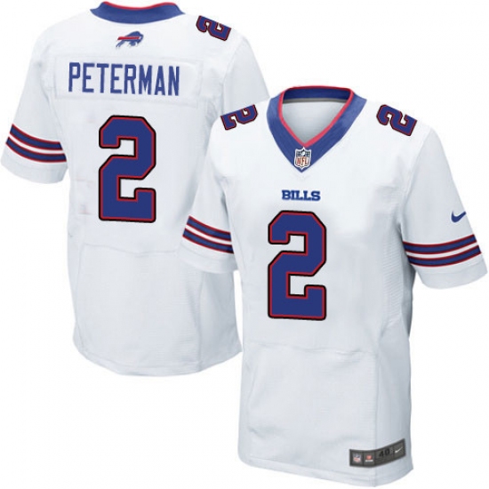 Men's Nike Buffalo Bills 2 Nathan Peterman Elite White NFL Jersey