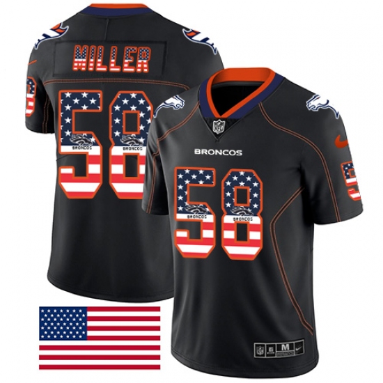 Men's Nike Denver Broncos 58 Von Miller Limited Black Rush USA Flag NFL Jersey