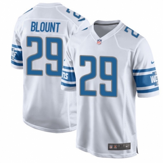 Men's Nike Detroit Lions 29 LeGarrette Blount Game White NFL Jersey