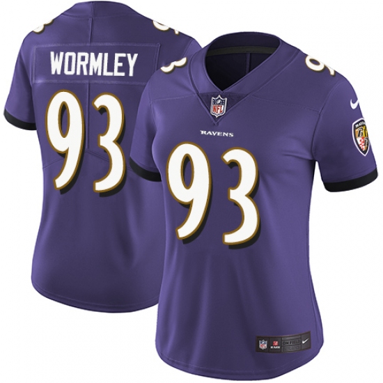 Women's Nike Baltimore Ravens 93 Chris Wormley Purple Team Color Vapor Untouchable Limited Player NFL Jersey