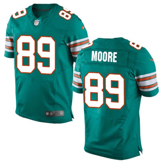 Men's Nike Miami Dolphins 89 Nat Moore Elite Aqua Green Alternate NFL Jersey