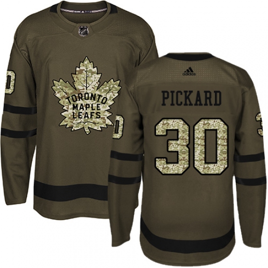Men's Adidas Toronto Maple Leafs 30 Calvin Pickard Authentic Green Salute to Service NHL Jersey