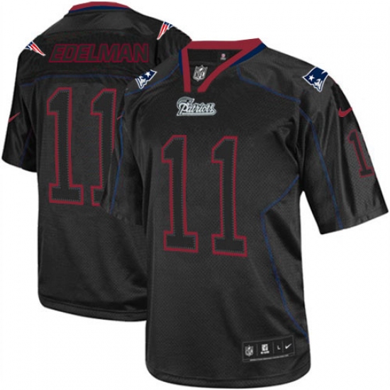 Men's Nike New England Patriots 11 Julian Edelman Elite Lights Out Black NFL Jersey