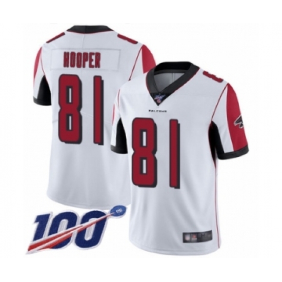 Men's Atlanta Falcons 81 Austin Hooper White Vapor Untouchable Limited Player 100th Season Football Jersey