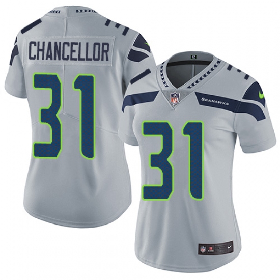 Women's Nike Seattle Seahawks 31 Kam Chancellor Grey Alternate Vapor Untouchable Limited Player NFL Jersey