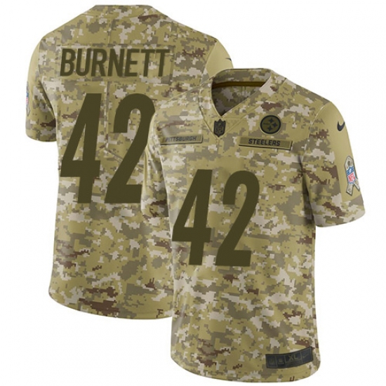Youth Nike Pittsburgh Steelers 42 Morgan Burnett Limited Camo 2018 Salute to Service NFL Jersey