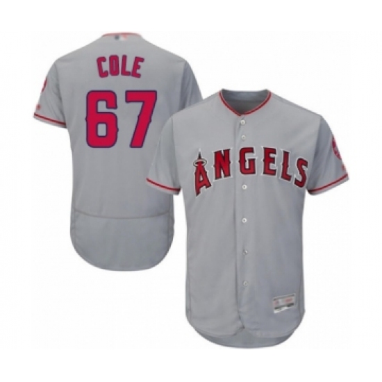 Men's Los Angeles Angels of Anaheim 67 Taylor Cole Grey Road Flex Base Authentic Collection Baseball Player Jersey