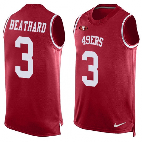 Men's Nike San Francisco 49ers 3 C. J. Beathard Limited Red Player Name & Number Tank Top NFL Jersey