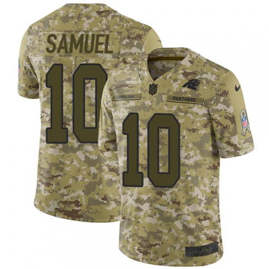 Men's Nike Carolina Panthers 10 Curtis Samuel Limited Camo 2018 Salute to Service NFL Jersey