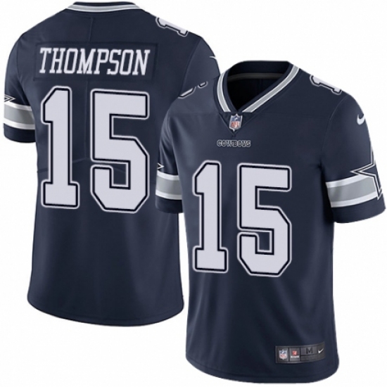 Youth Nike Dallas Cowboys 15 Deonte Thompson Navy Blue Team Color Vapor Untouchable Limited Player NFL Jersey