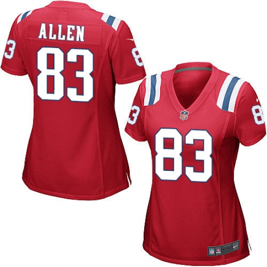 Women's Nike New England Patriots 83 Dwayne Allen Game Red Alternate NFL Jersey