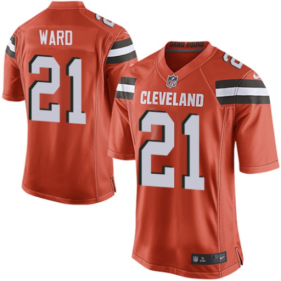 Men's Nike Cleveland Browns 21 Denzel Ward Game Orange Alternate NFL Jersey