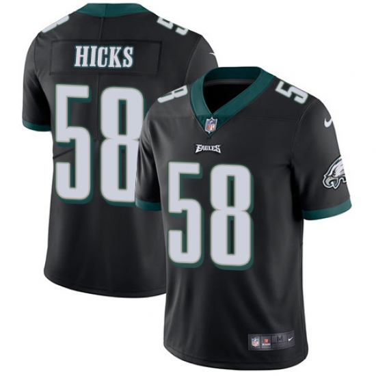 Men's Nike Philadelphia Eagles 58 Jordan Hicks Black Alternate Vapor Untouchable Limited Player NFL Jersey