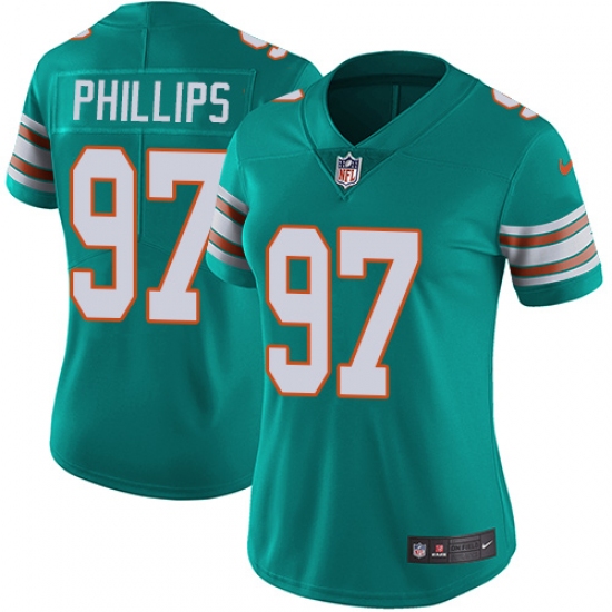Women's Nike Miami Dolphins 97 Jordan Phillips Elite Aqua Green Alternate NFL Jersey