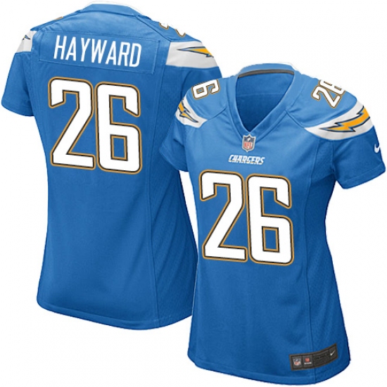 Women's Nike Los Angeles Chargers 26 Casey Hayward Game Electric Blue Alternate NFL Jersey