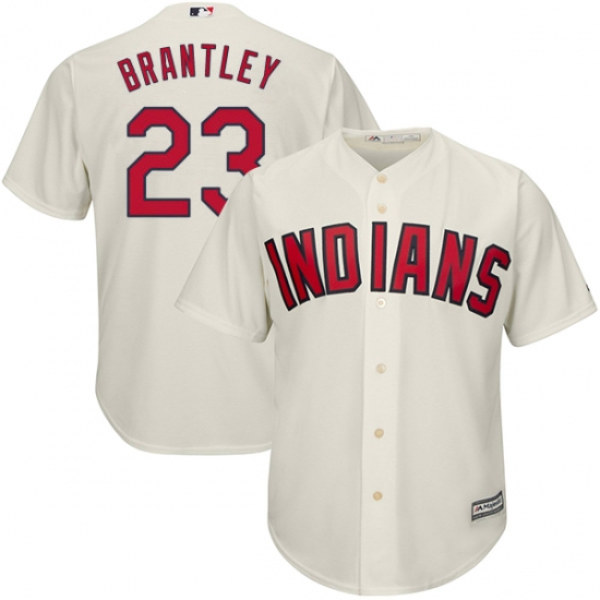 Youth Majestic Cleveland Indians 23 Michael Brantley Authentic Cream Alternate 2 Cool Base MLB Jersey