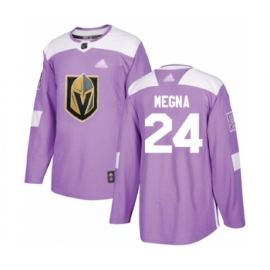 Men's Vegas Golden Knights 24 Jaycob Megna Authentic Purple Fights Cancer Practice Hockey Jersey