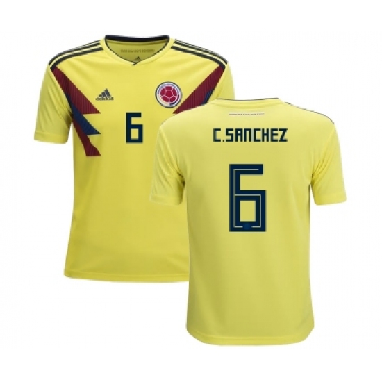 Colombia 6 C.Sanchez Home Kid Soccer Country Jersey