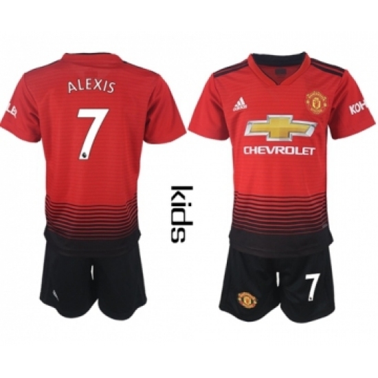 Manchester United 7 Alexis Home Kid Soccer Club Jersey Jersey