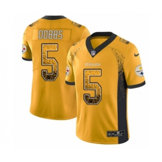 Men's Nike Pittsburgh Steelers 5 Joshua Dobbs Limited Gold Rush Drift Fashion NFL Jersey