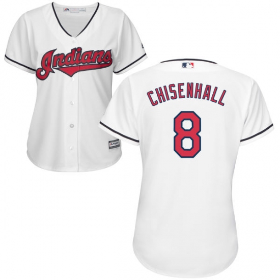 Women's Majestic Cleveland Indians 8 Lonnie Chisenhall Authentic White Home Cool Base MLB Jersey
