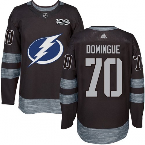 Men's Adidas Tampa Bay Lightning 70 Louis Domingue Authentic Black 1917-2017 100th Anniversary NHL Jersey
