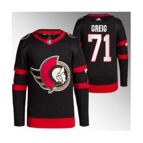Men's Ottawa Senators 71 Ridly Greig Black Premier Breakaway Stitched Jersey