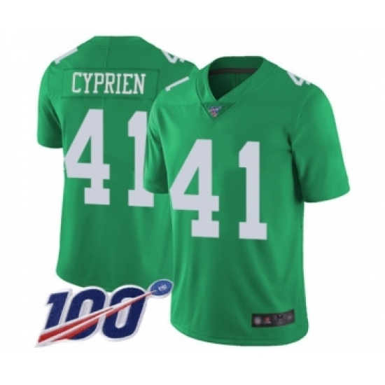 Men's Philadelphia Eagles 41 Johnathan Cyprien Limited Green Rush Vapor Untouchable 100th Season Football Jersey