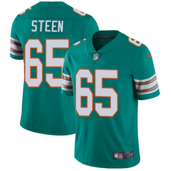 Men's Nike Miami Dolphins 65 Anthony Steen Aqua Green Alternate Vapor Untouchable Limited Player NFL Jersey