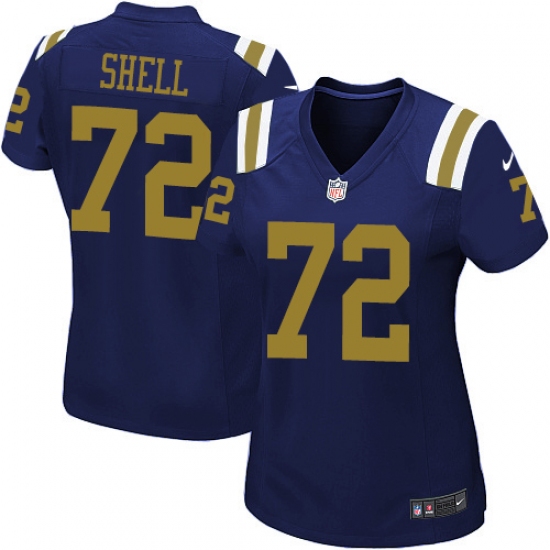 Women's Nike New York Jets 72 Brandon Shell Limited Navy Blue Alternate NFL Jersey