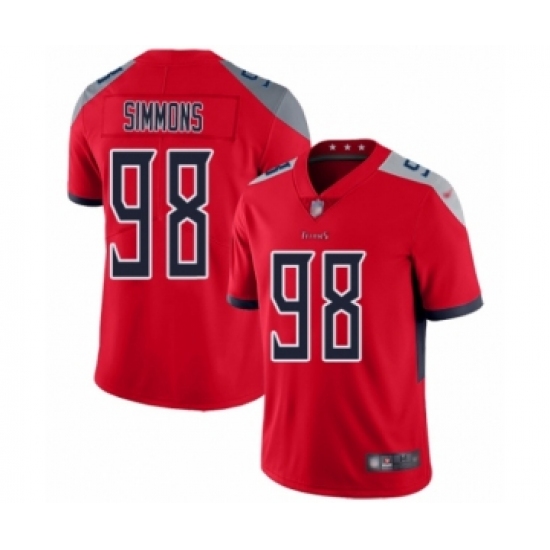 Men's Tennessee Titans 98 Jeffery Simmons Limited Red Inverted Legend Football Jersey