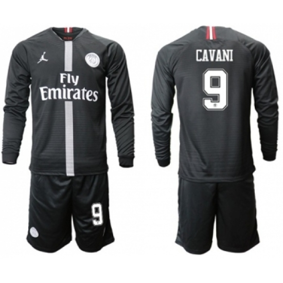 Paris Saint-Germain 9 Cavani Home Jordan Long Sleeves Soccer Club Jersey